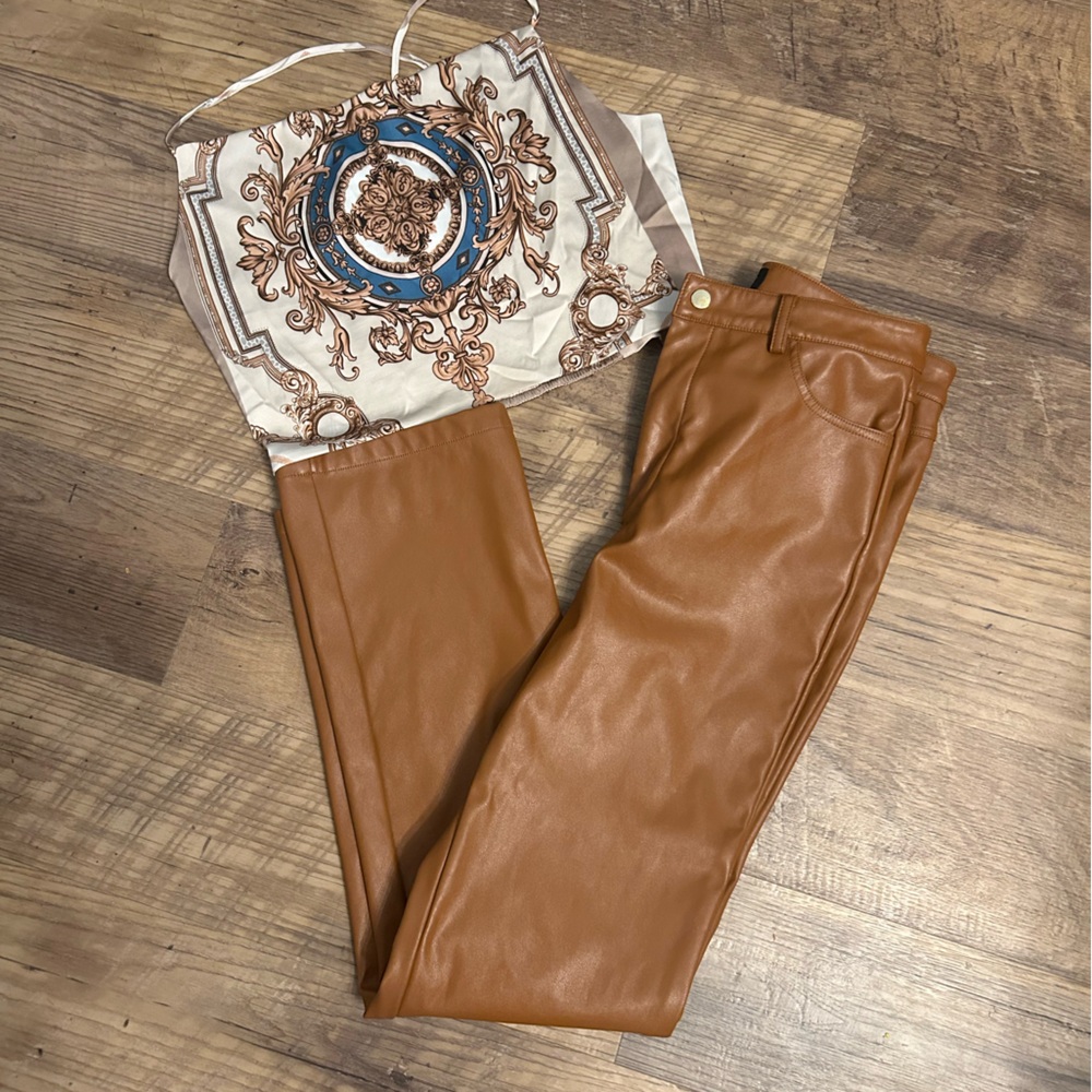Bardot Revolve leather high waisted, boot cut pants Small - Picture 6 of 11